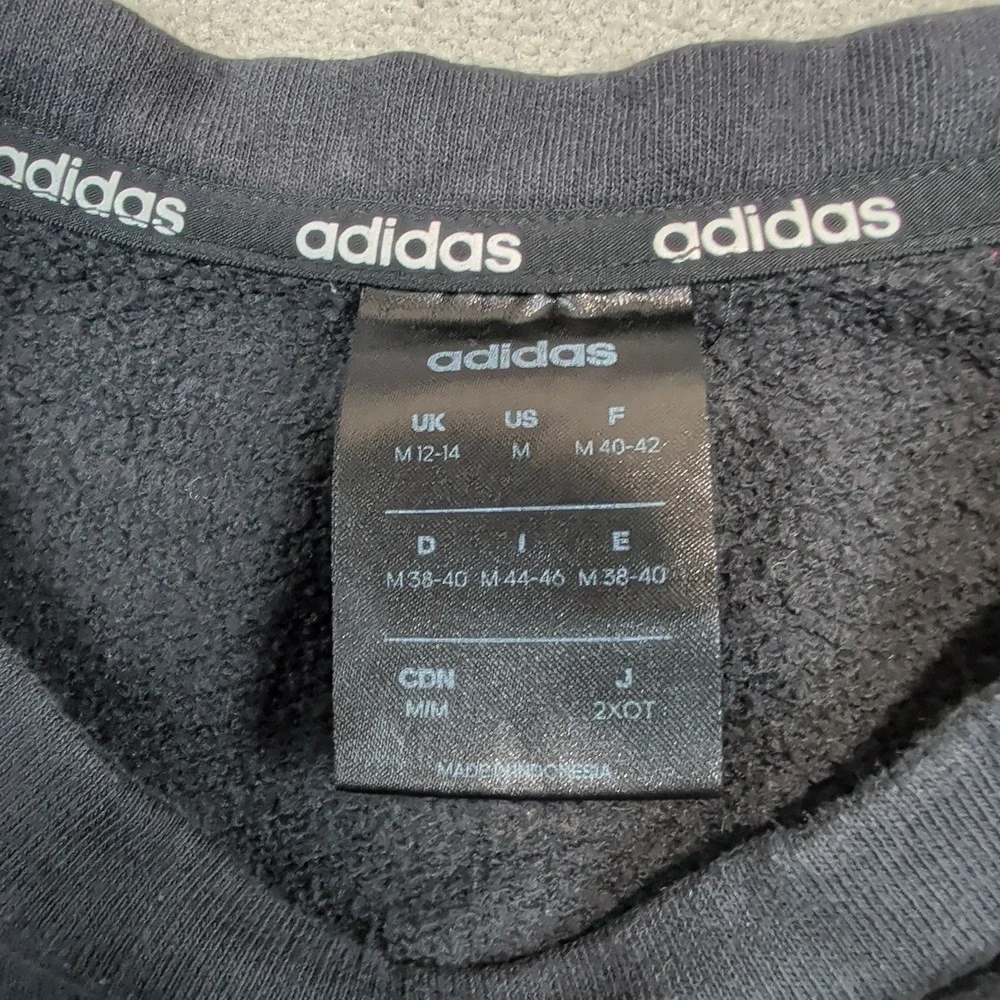 Adidas Y2K Sporty Crewneck Sweatshirt Medium Black 3-Stripe Streetwear